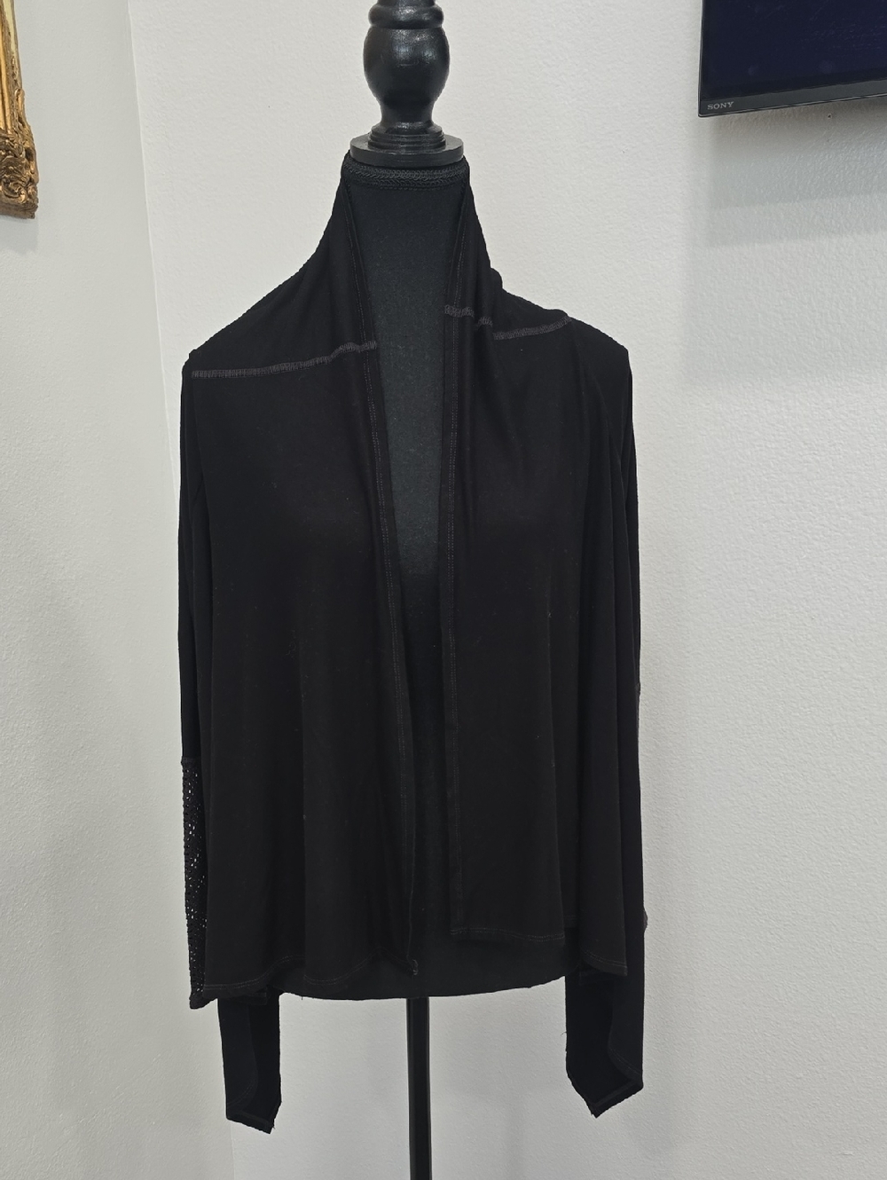 Black Open Front Lightweight Cardigan